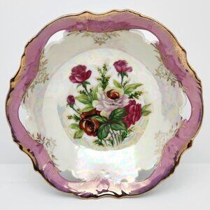 Chase Bowl with Roses, Luster Finish and Pegasus Japan Label, with Gold Trim